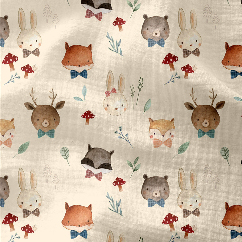 Printed Double Gauze TYRESTA Ecru / Brown